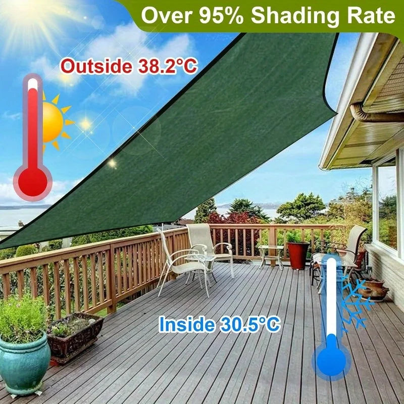 Shaded Outdoor Patios, Outdoor Sunshade Nets, and Privacy Fences Made of Durable Polyethylene Netting with High Toughness and Breathable Copper Fasteners, Suitable for Porches and Patios.