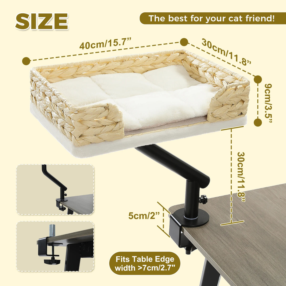 PAWZ Road Rotatable Cat Desk Bed Stand With Adjustable Hammock