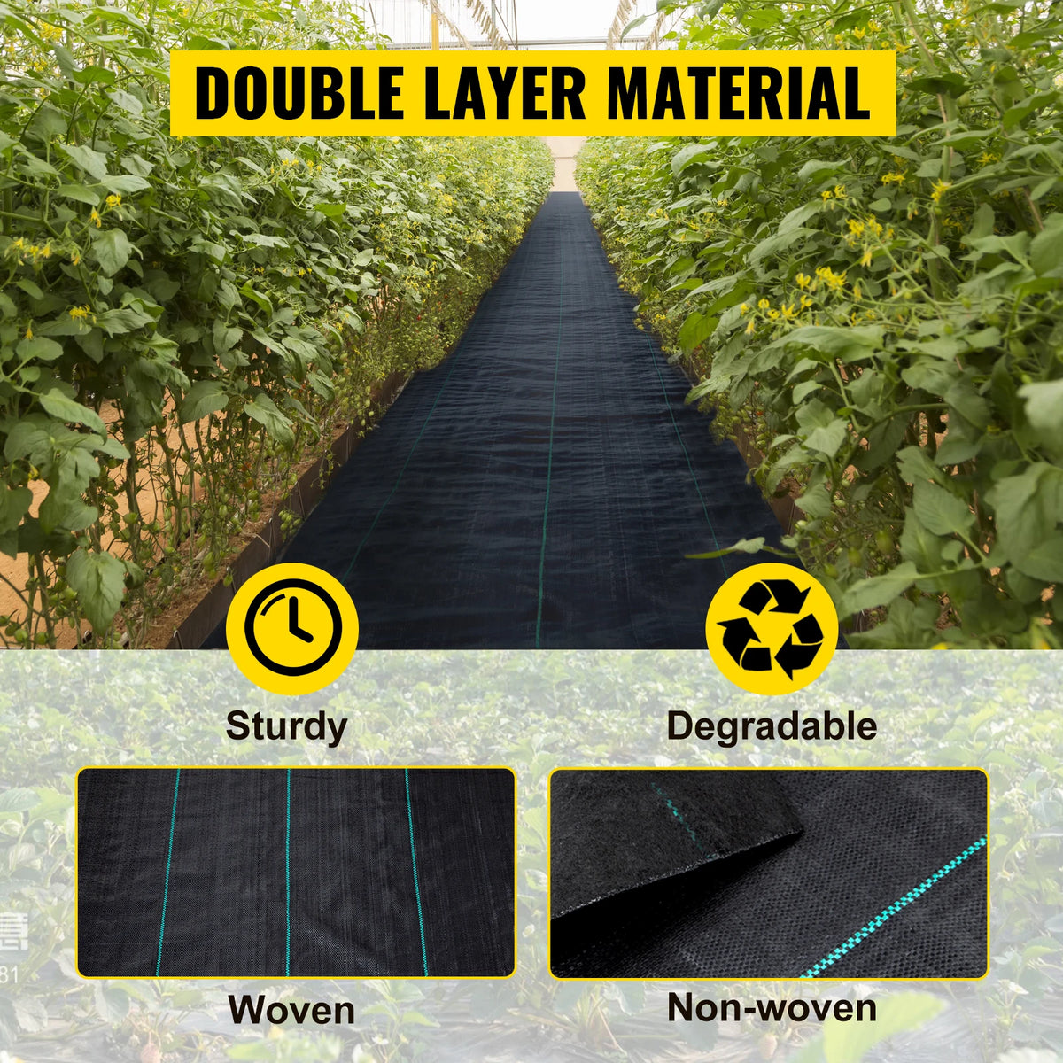 SucceBuy Woven Ground Cover Weed Barrier 5.8/5oz Landscape Fabric 4'x100'/5'x250'/3'x300'/4'x300' Garden Mat Weed Control Fabric