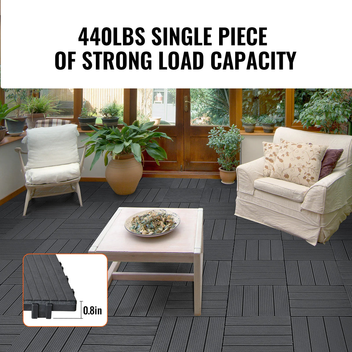 VEVOR Interlocking Waterproof Deck Tiles for Outdoor Patio Flooring