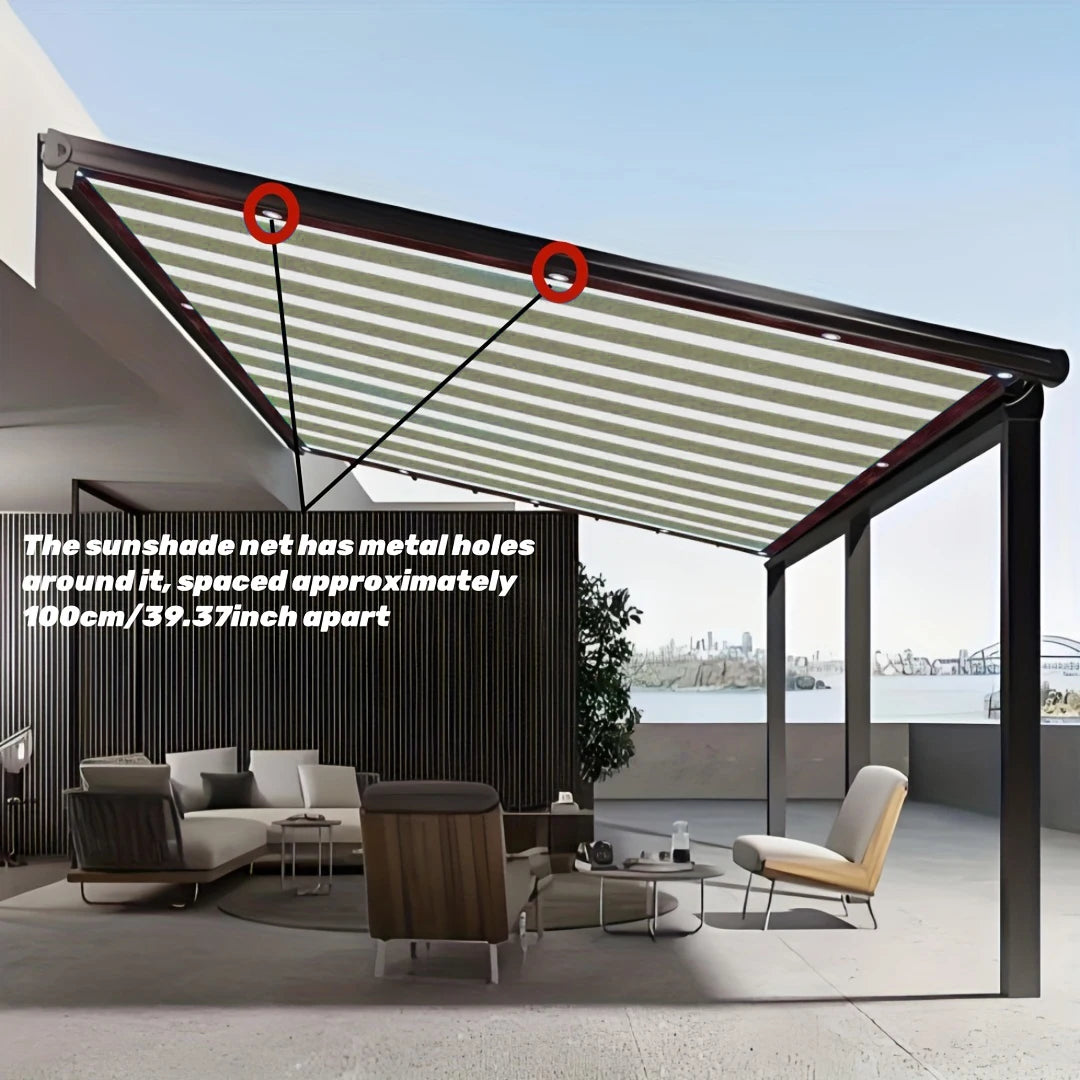 Outdoor Sunshade Nets, Privacy Fences, and Spaced Outdoor Sunshade Nets Made of High-Density Polyethylene, These Nets Are Uv-Resistant and Breathable with Reinforced Copper Fasteners, Suitable for Terraces and Gazebos.