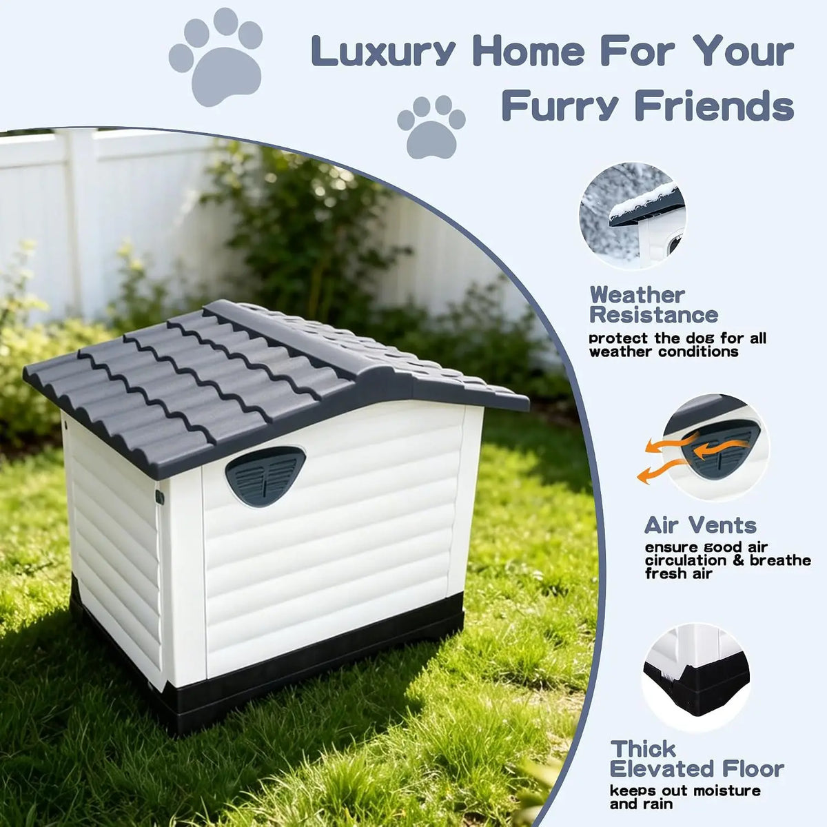 TWISTER CK Waterproof Two Door Dog House With Foldout Porch