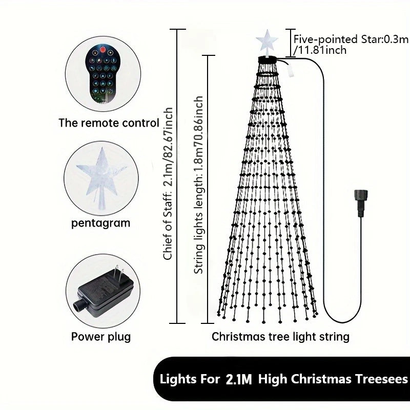 7FT Christmas Tree Lights Holiday String Lights with Star Shape, Smart LED Decoration for Christmas Tree Decorations