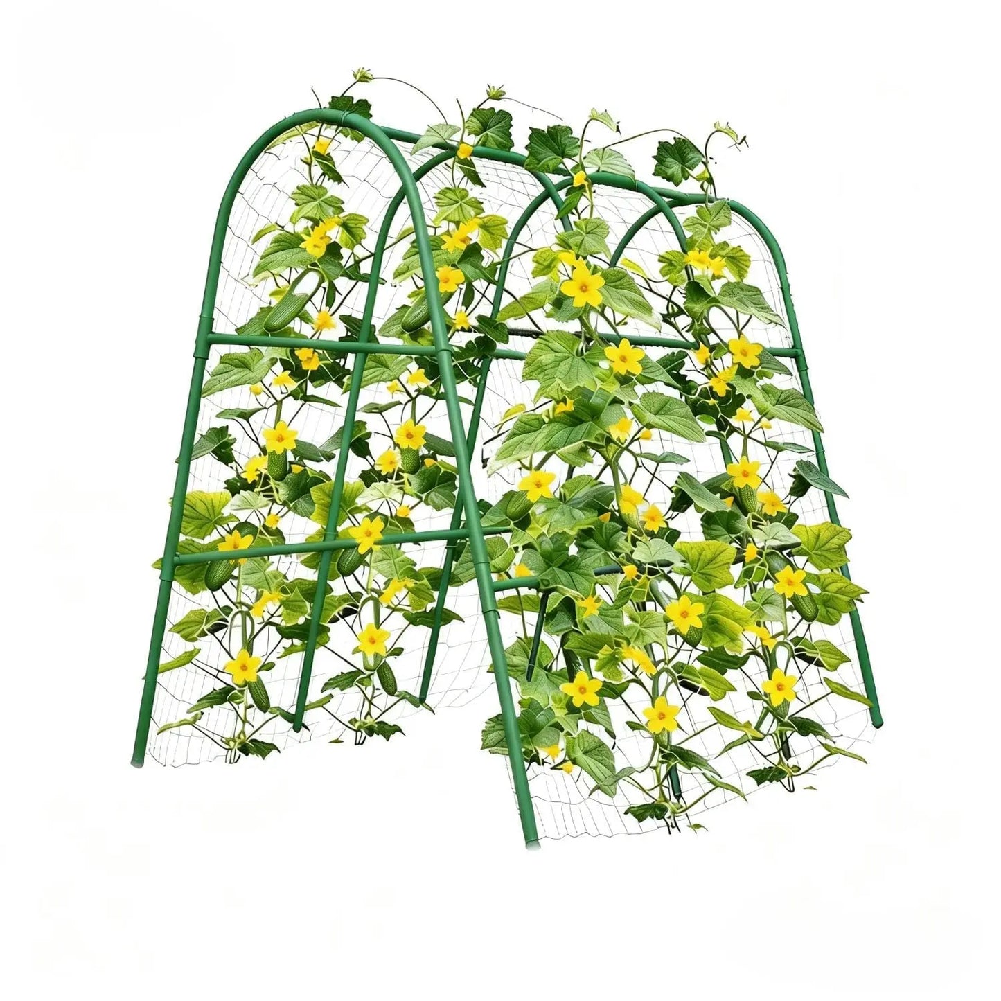 Heavy Duty Metal Garden Arch Trellis Rust Resistant Green Support For Raised Beds Climbing Vegetables Cucumbers Melons Grapes Easy Assembly