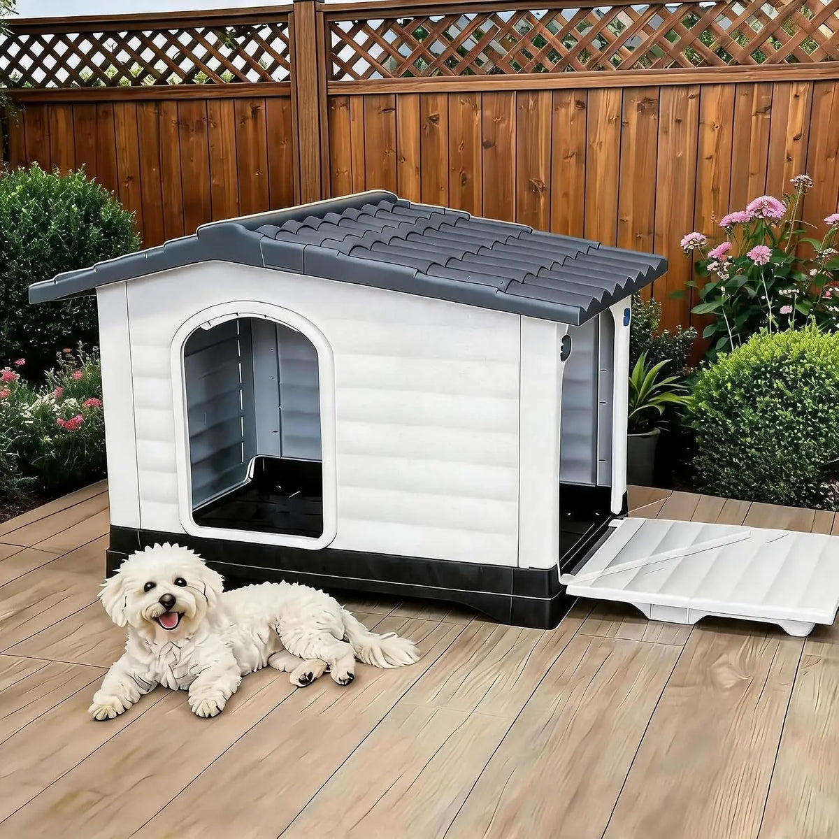 TWISTER CK Waterproof Two Door Dog House With Foldout Porch