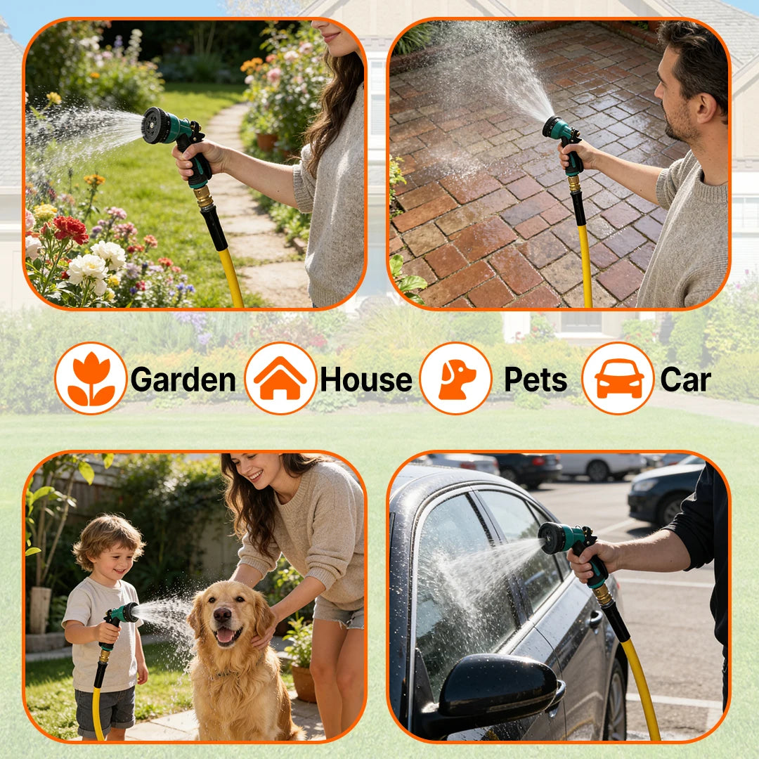 T TOVIA Garden Hose,All Weather Hybrid Water Hose,Lightweight,Kink Free.Flexible Garden Hose with 3/4'' Aluminum Fittings,Watering Equipment for Outdoor, Backyard, Lawn