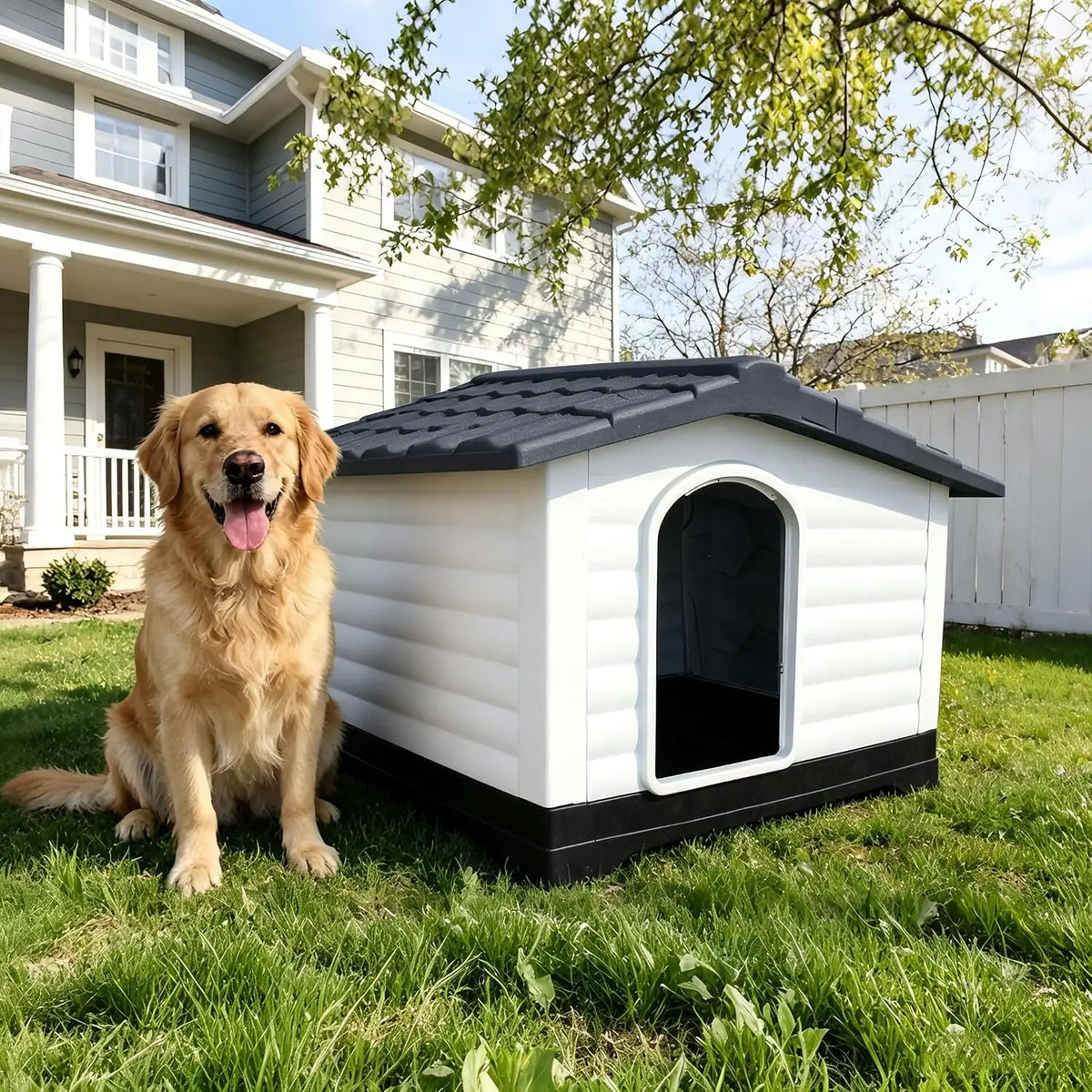 TWISTER CK Waterproof Two Door Dog House With Foldout Porch