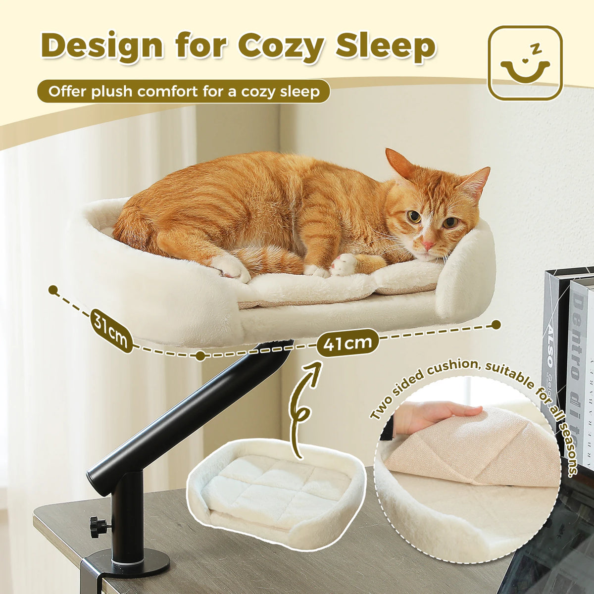 PAWZ Road Rotatable Cat Desk Bed Stand With Adjustable Hammock