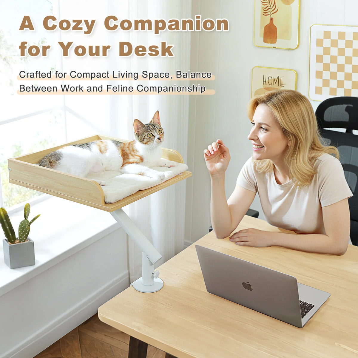 PAWZ Road Rotatable Cat Desk Bed Stand With Adjustable Hammock