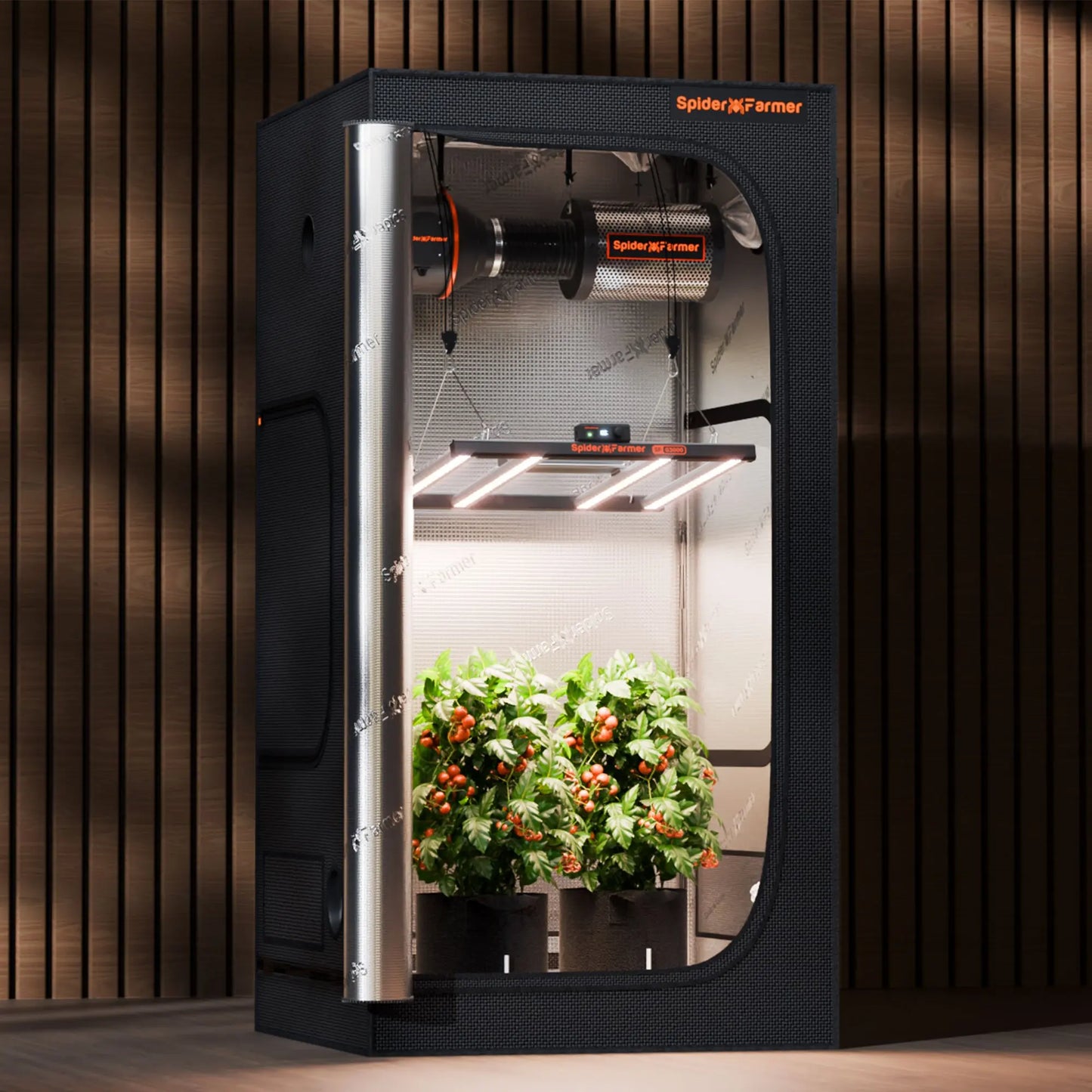 2026 Spider Farmer 0.9x0.9x1.8m Smart Complete Grow Tent Kit+G3000 300W LED Grow Light+6” Clip Fan+GGS for Home Grow