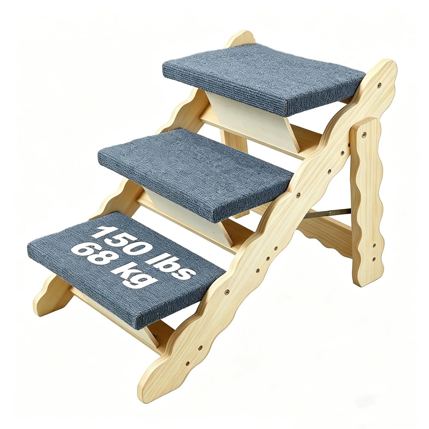 DishyKooker Wooden Pet Stairs And Folding Dog Ramp