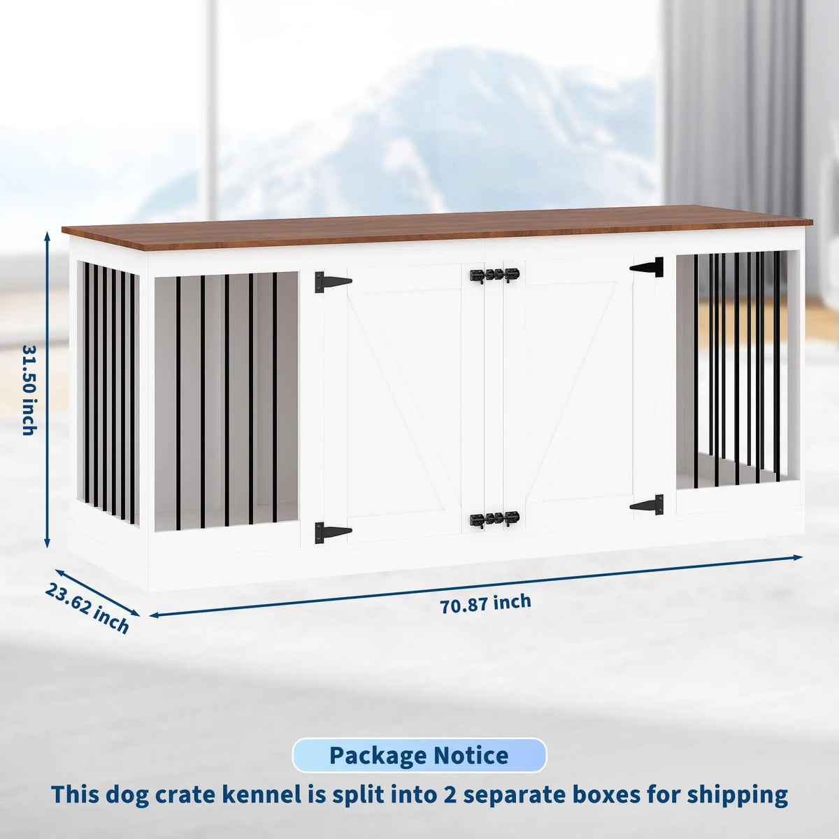 Farmhouse Dog Crate Furniture TV Stand With Secure Lockable Doors