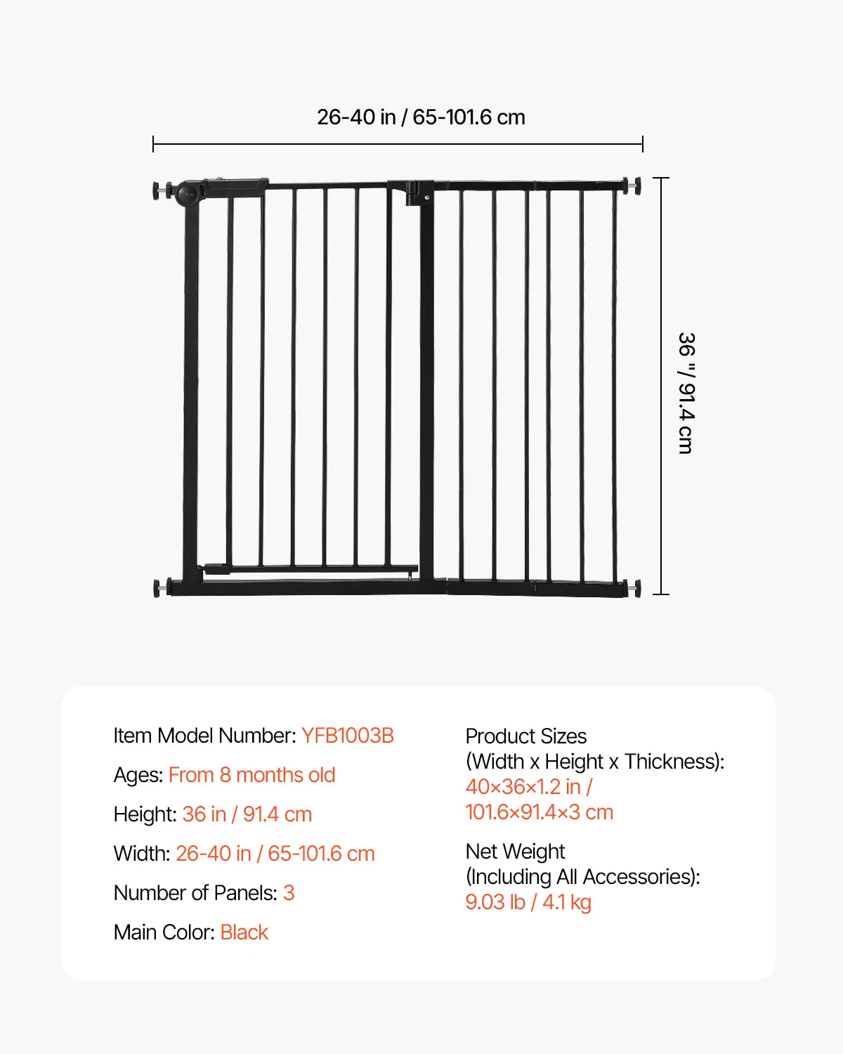 SucceBuy Pressure Mount Baby Dog Gate For Indoor Doorways