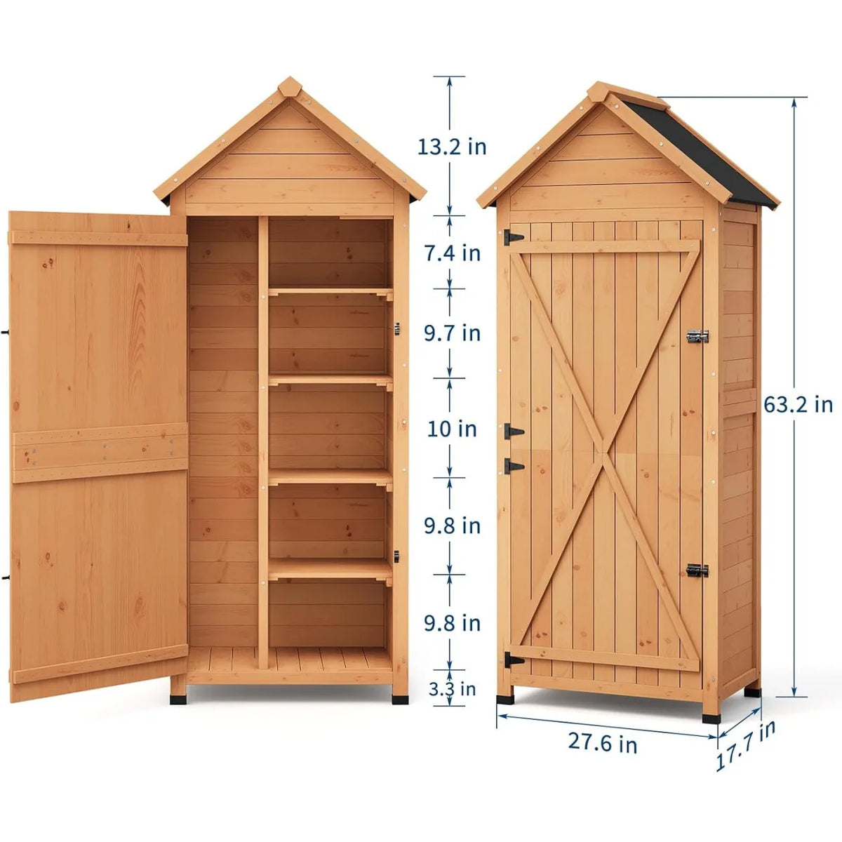 Outdoor Wooden Storage Cabinet For Garden Tools And Lawn Equipment