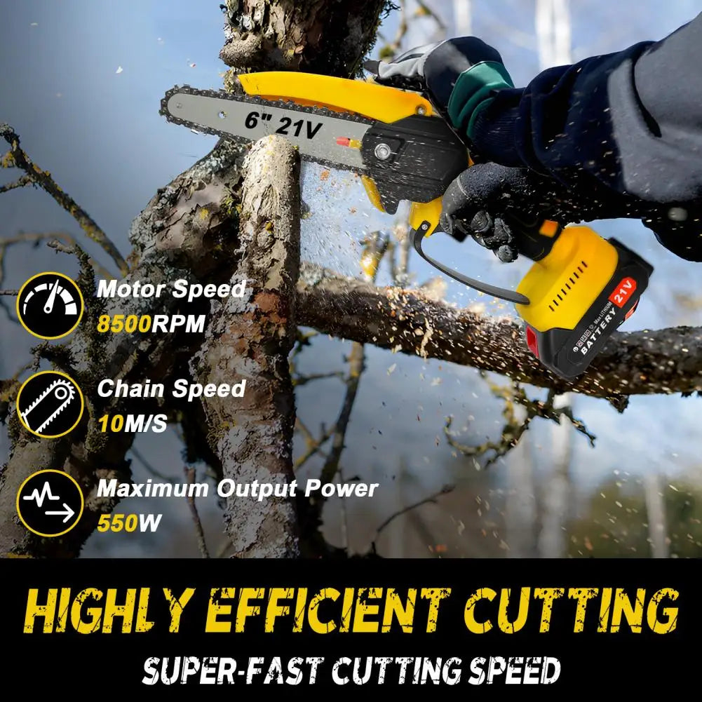 Cordless 2-in-1 Pole Saw And Mini Chainsaw 6-Inch Brushless Electric Chain Saw with 5.9 Feet Max Reach for Trimming And Cutting