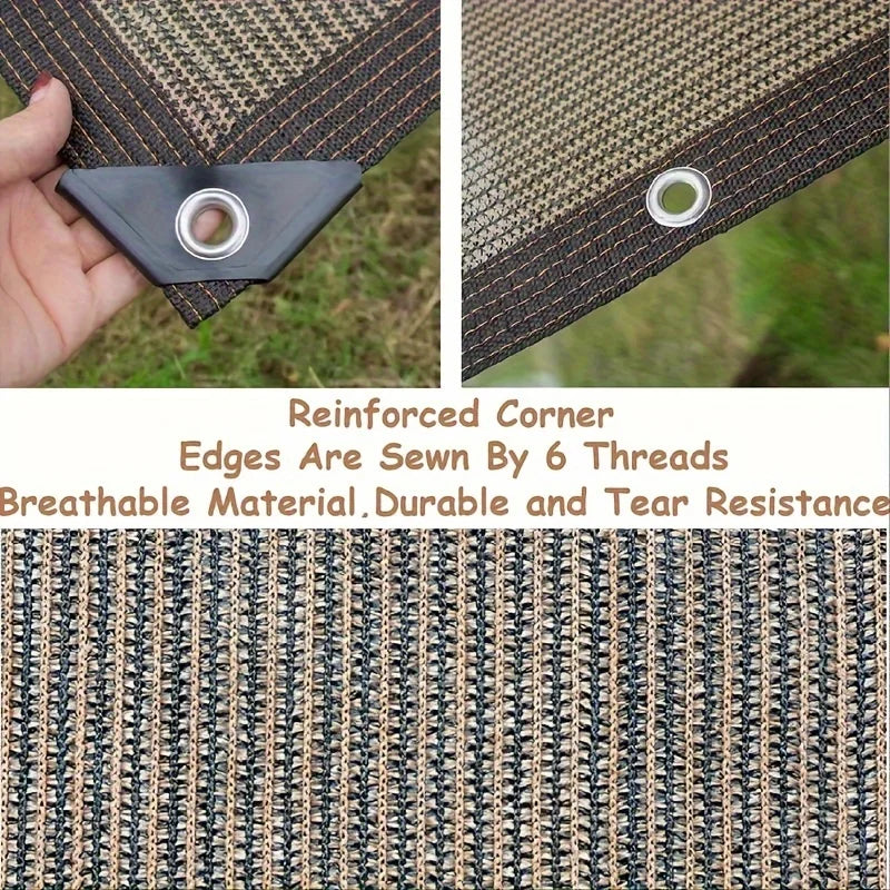 Plant Sunshade Nets, Outdoor Sunshade Nets, Sunshade Nets, High-Density Polyethylene Mesh with Copper Grommets, Uv-Resistant, Breathable and Light-Blocking, Suitable for Greenhouses, Lawns, Pavilions and Terraces