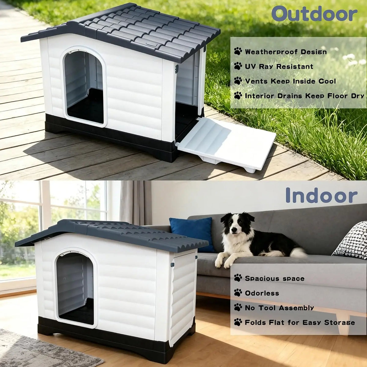 TWISTER CK Waterproof Two Door Dog House With Foldout Porch