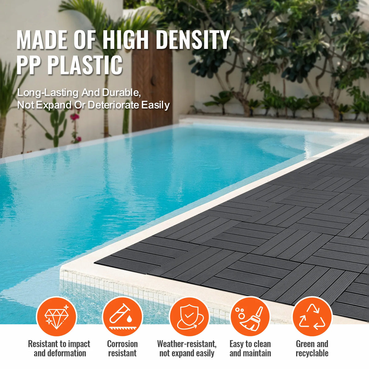 VEVOR Interlocking Waterproof Deck Tiles for Outdoor Patio Flooring