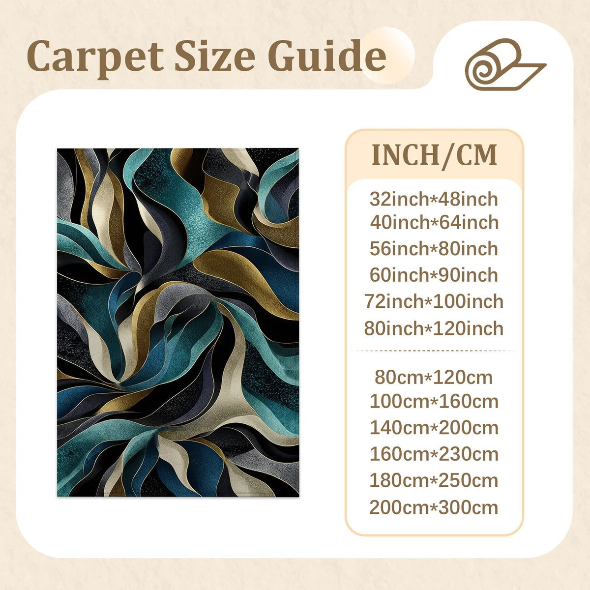 Machine Washable Velvet Abstract Wave Area Rug With Nonslip Backing