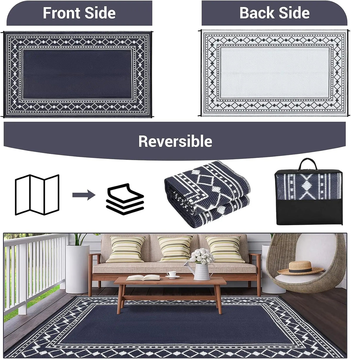 Garvee Waterproof Washable Decorative Living Room Carpet Rug