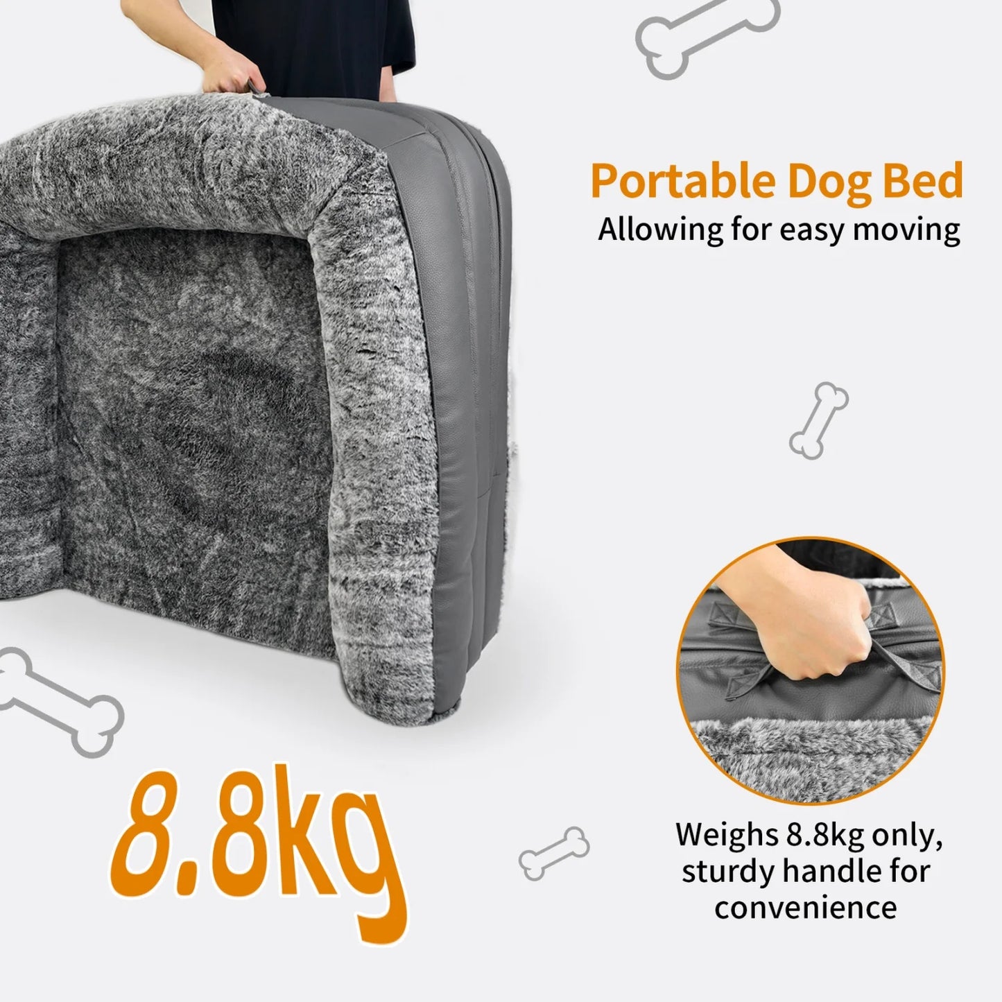 Bingopaw Orthopedic Foldable Pet And Human Plush Bed With Bolster