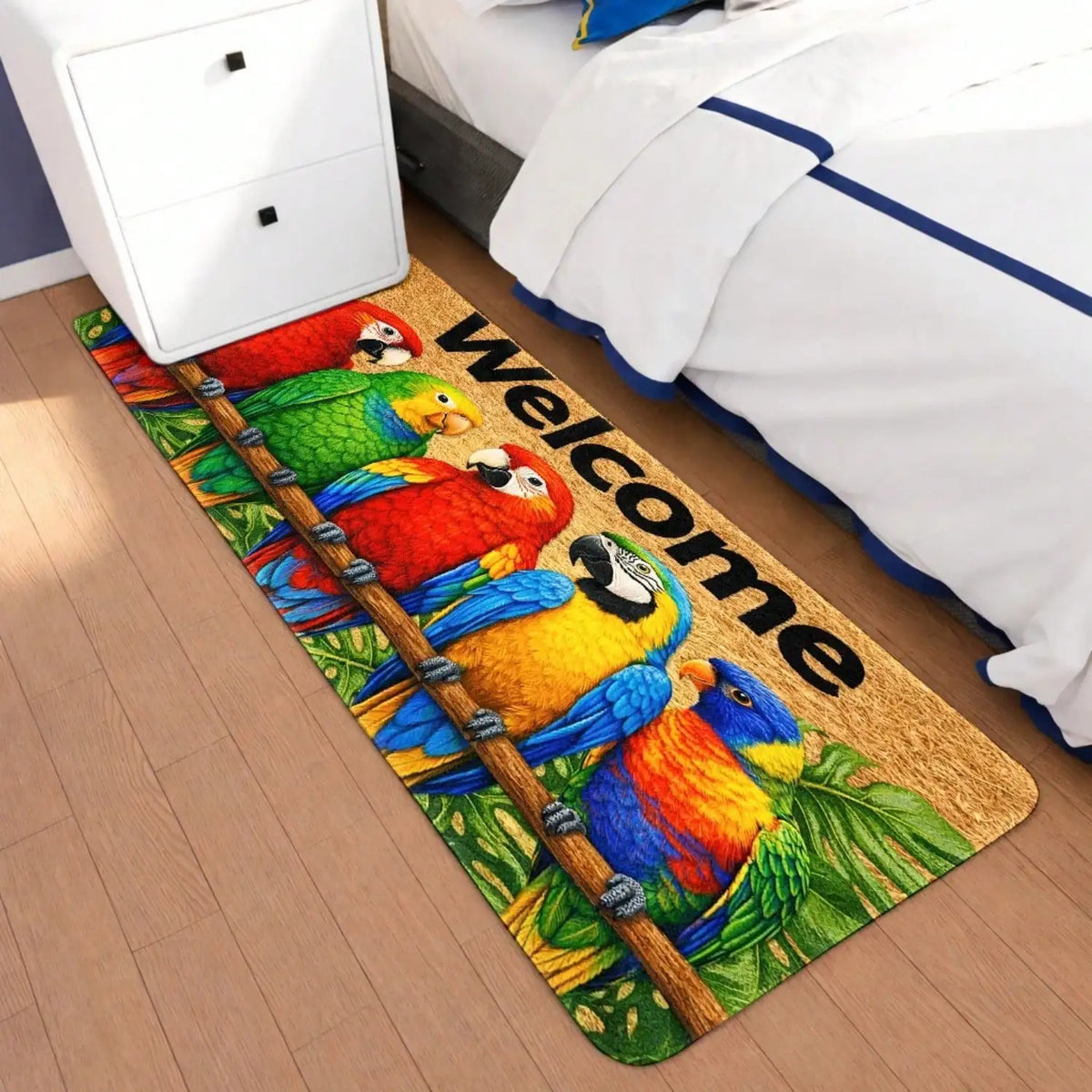 Tropical Parrot Welcome Doormat With Anti Slip Dirt Trapping Design