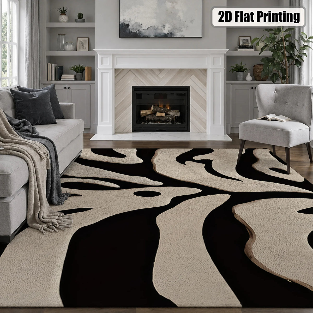 Machine Washable Velvet Area Rug With Non Slip Backing for Home