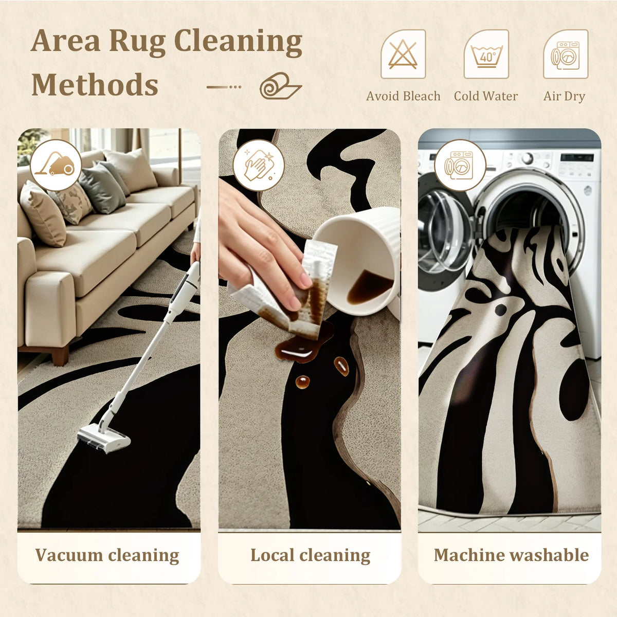 Machine Washable Velvet Area Rug With Non Slip Backing for Home