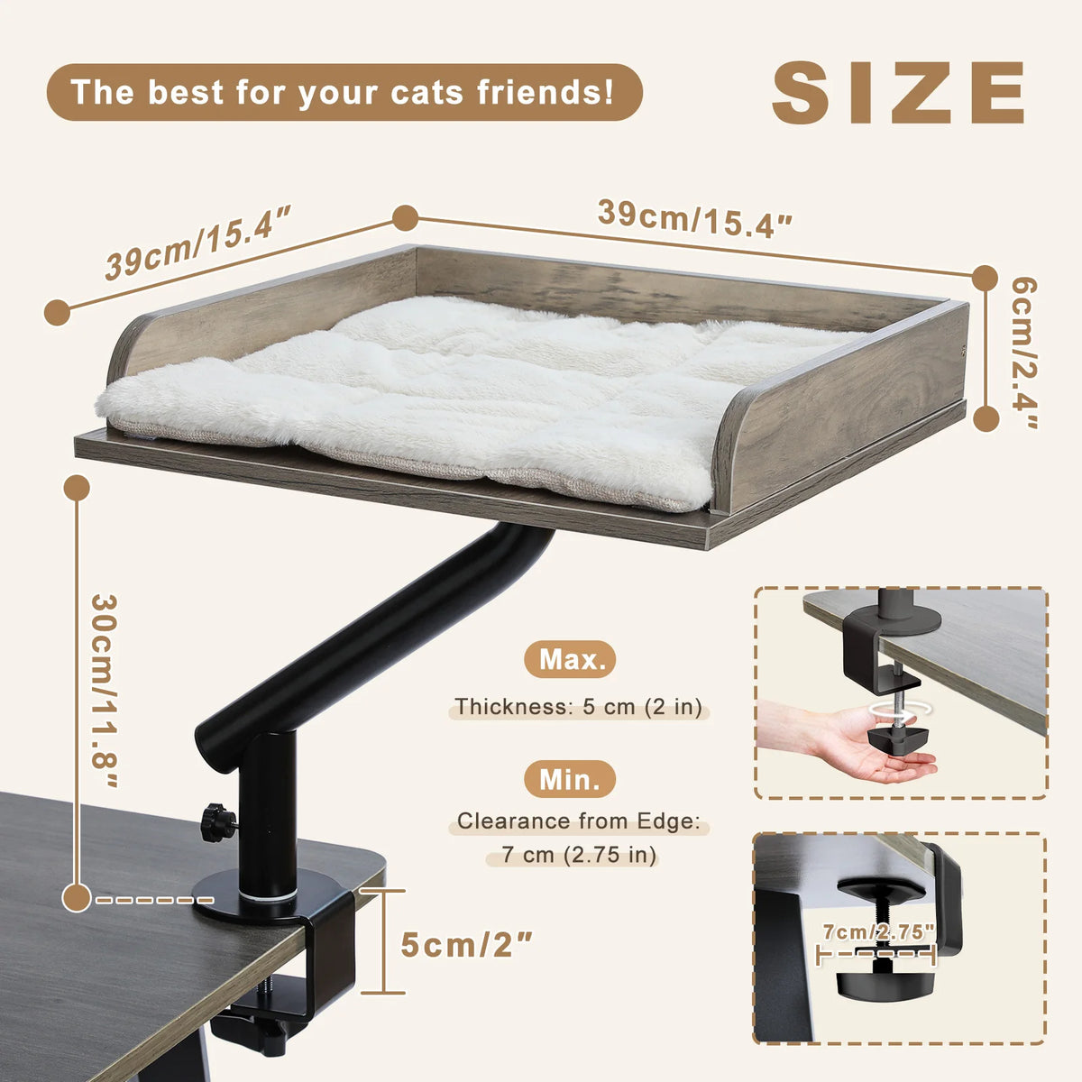 PAWZ Road Rotatable Cat Desk Bed Stand With Adjustable Hammock