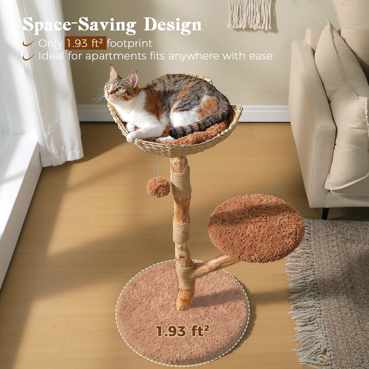 PAWZ Road Wooden Cat Tree Wicker Basket Sisal Scratching Posts