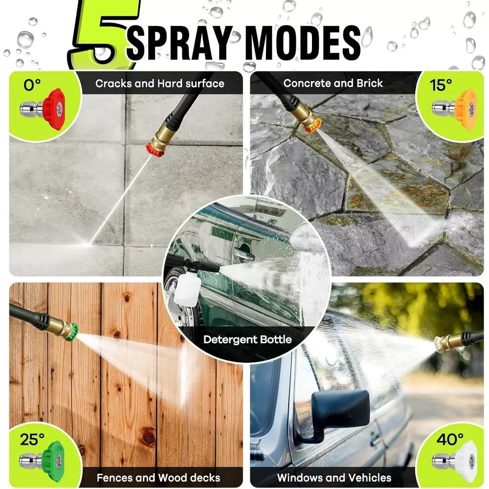 Electric Pressure Washer Super Strong Pressure Washer with Foam Cannon 4 Quick Connect Nozzles for Cars Fences Patios Home Cleani Tool