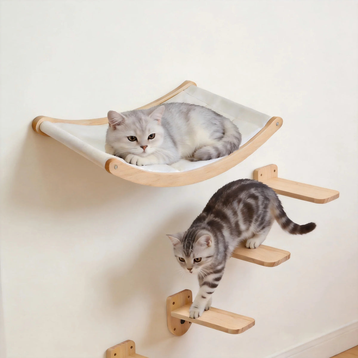 CWV Wall Mounted Cat Rope Bridge With Sisal Wooden Stairs