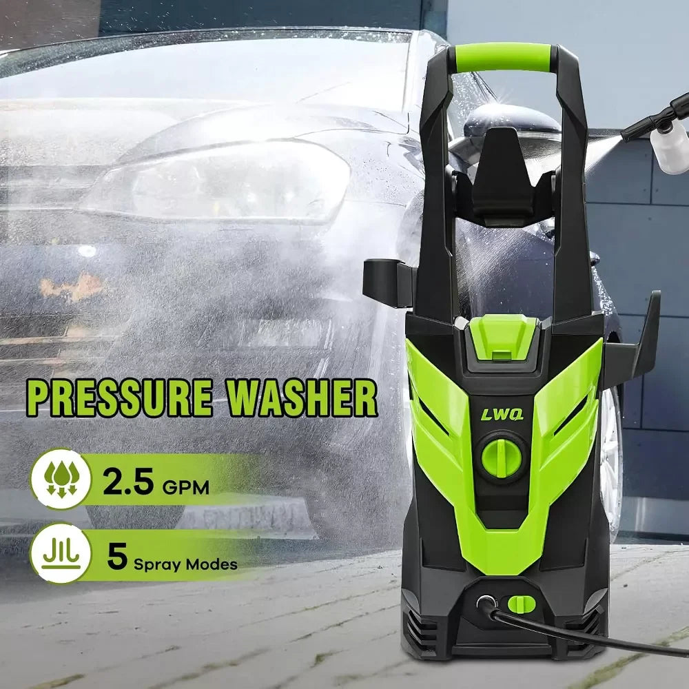 Electric Pressure Washer Super Strong Pressure Washer with Foam Cannon 4 Quick Connect Nozzles for Cars Fences Patios Home Cleani Tool