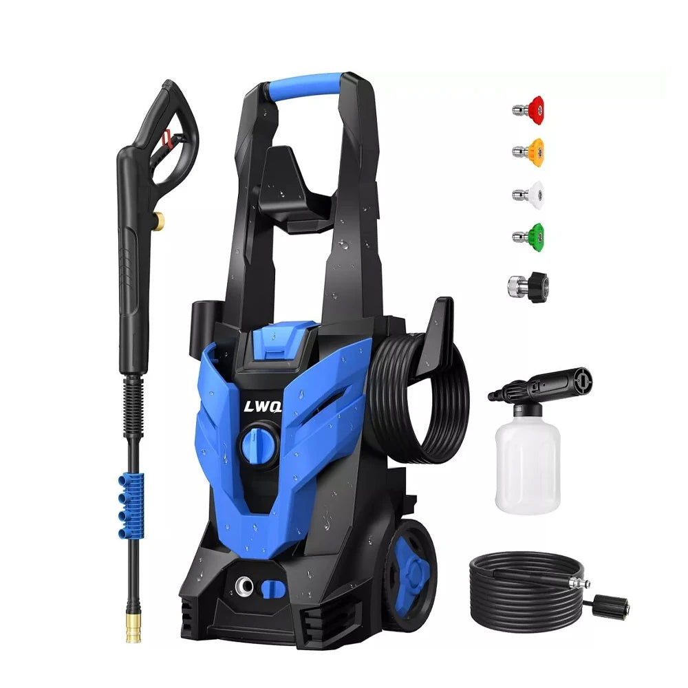 Electric Pressure Washer Super Strong Pressure Washer with Foam Cannon 4 Quick Connect Nozzles for Cars Fences Patios Home Cleani Tool