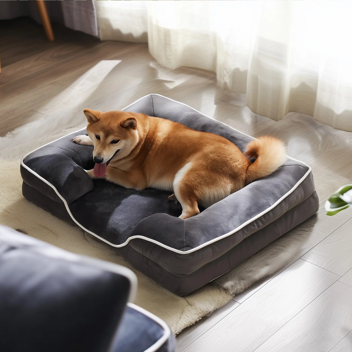 MCQ Orthopedic Memory Foam Dog Bed With Machine Washable Cover