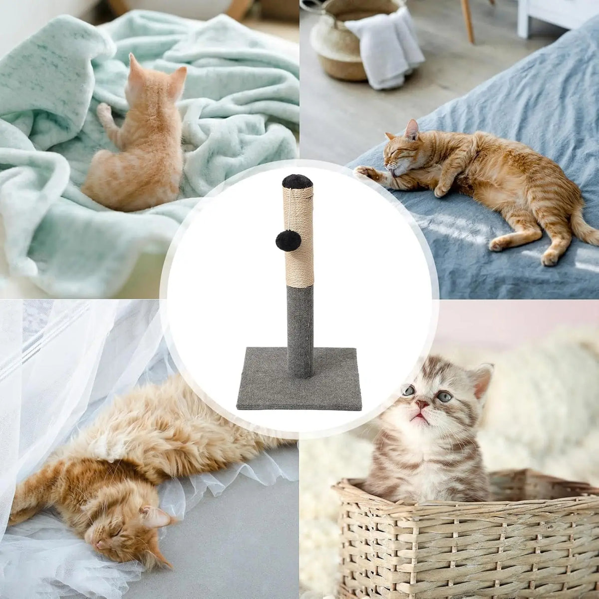 Vertical Sisal Cat Scratcher, Wear-resistant & Scratch-resistant, Lint-free, Detachable Minimalist Cat Scratching Post
