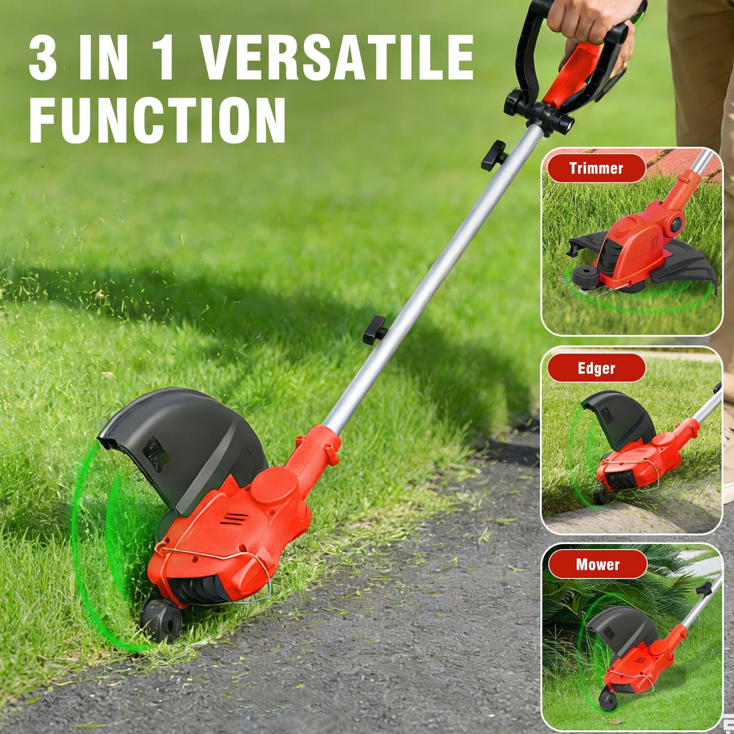 Cordless Rotatable String Trimmer With Dual Battery And Charger