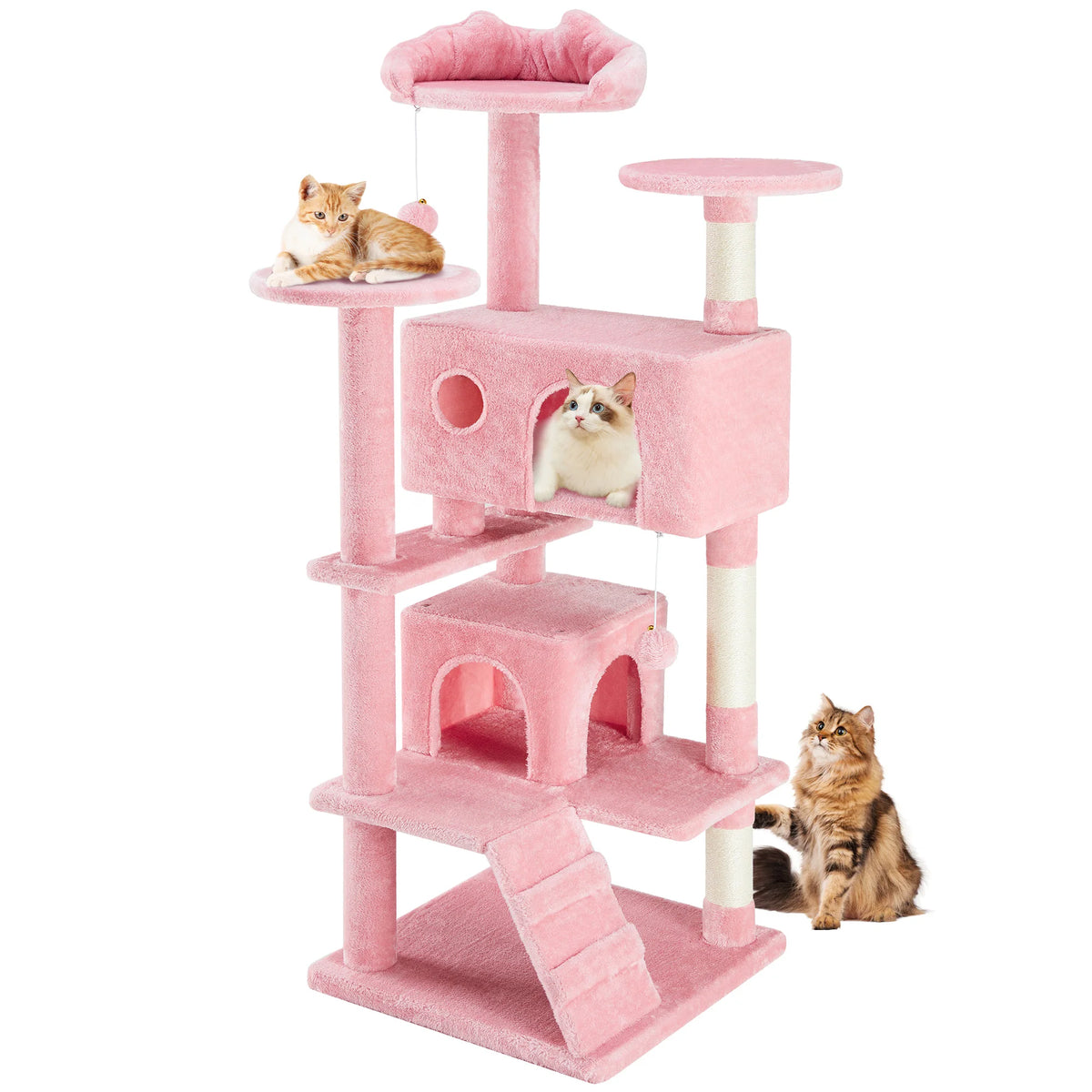 JHK 54in Tall Multi-Level Cat Tree Tower for Indoor Pet Furniture Stable Kitty Play House with Sisal Scratching Post for Home