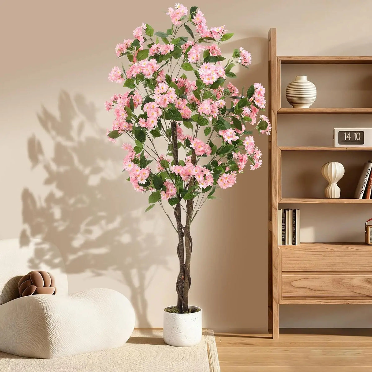 Artificial Osmanthus Tree, Tall Potted Fake Osmanthus Trees, Faux Plant in Planter with Lifelike Flowers for Home Office Decor
