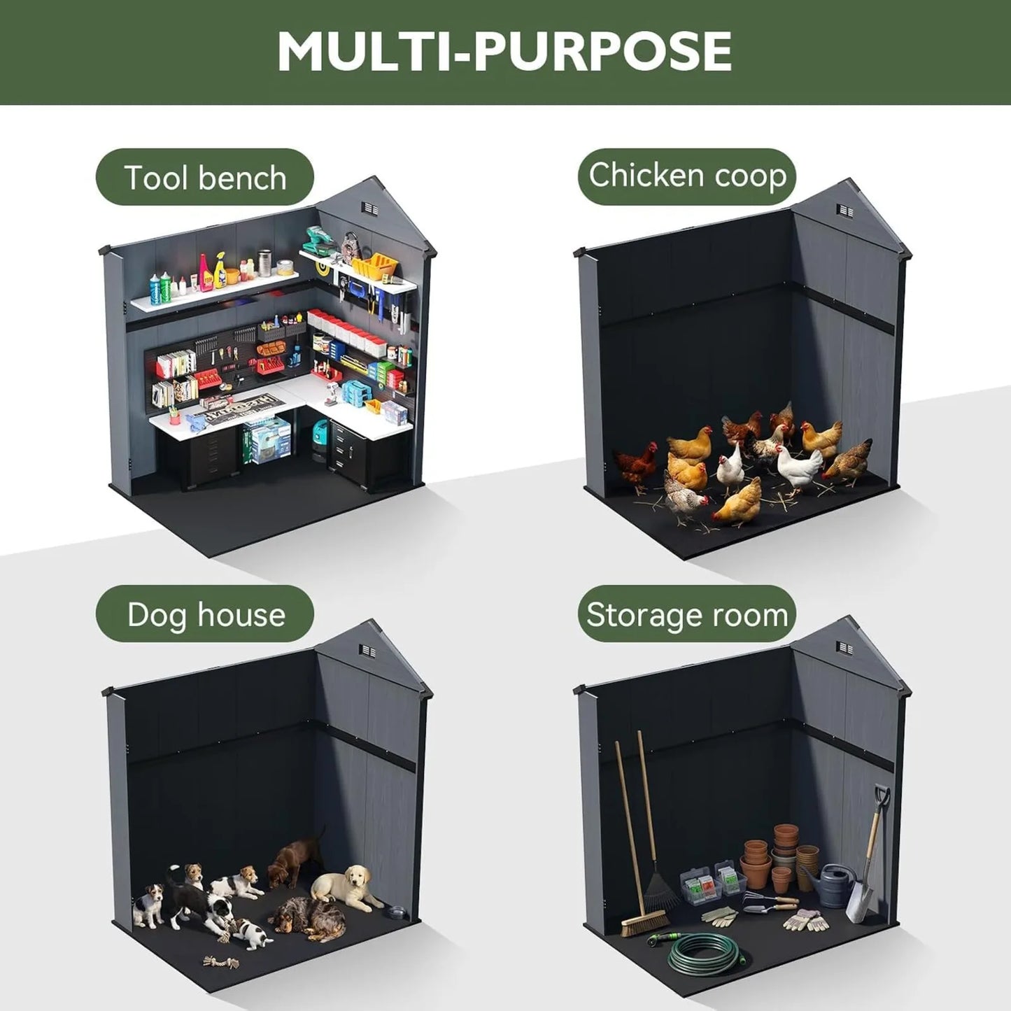 Outdoor Resin Storage Shed With Lockable Door And Ventilation