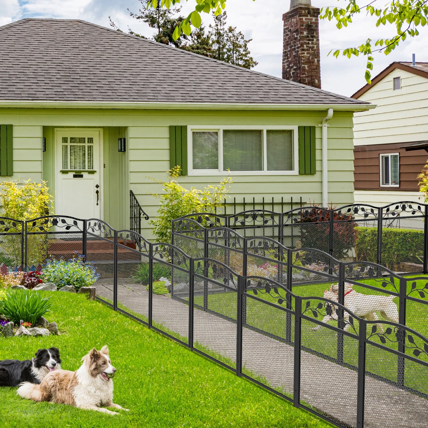 5pcs Iron Garden Decorative Fence Panels Lawn Border Metal Animal Barrier for Outdoor Landscape Decor