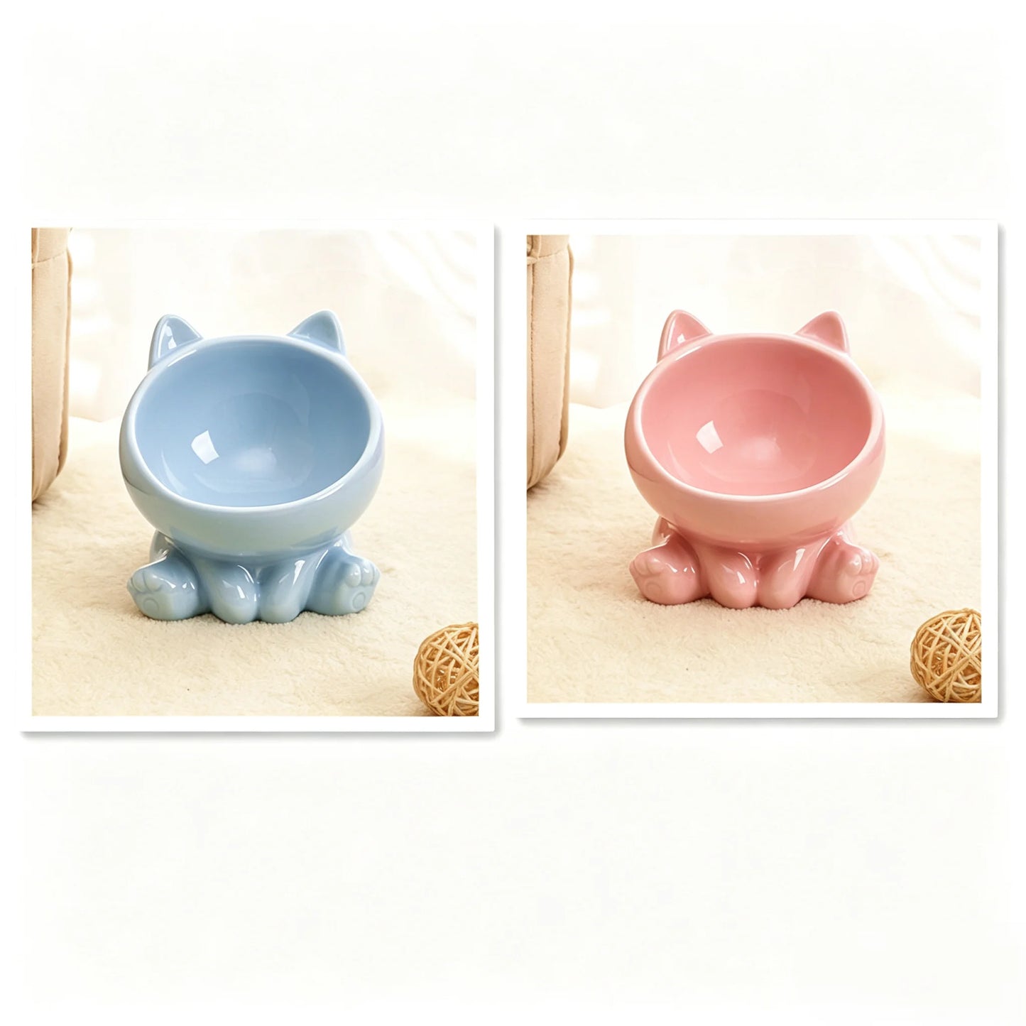 Ceramic Rounded Neck Guard Pet Bowl For Cats And Dogs