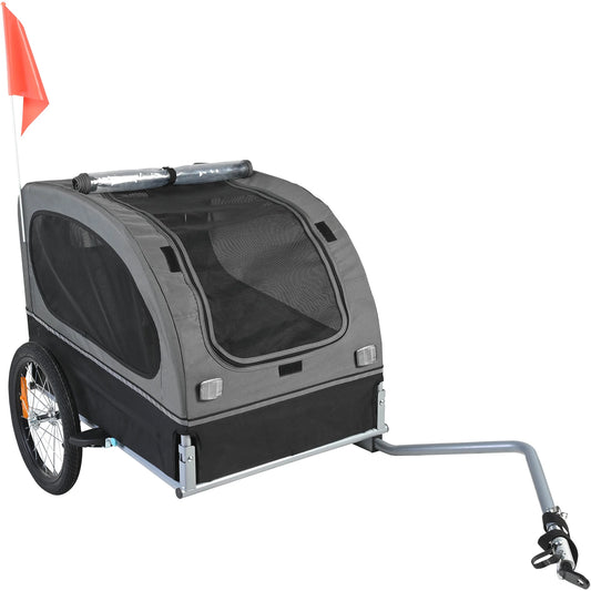 SucceBuy 88 lbs Dog Bike Trailer Pet Cart Bicycle Carrier with Wheels Coupler Reflectors Flag Collapsible to Store for Dogs