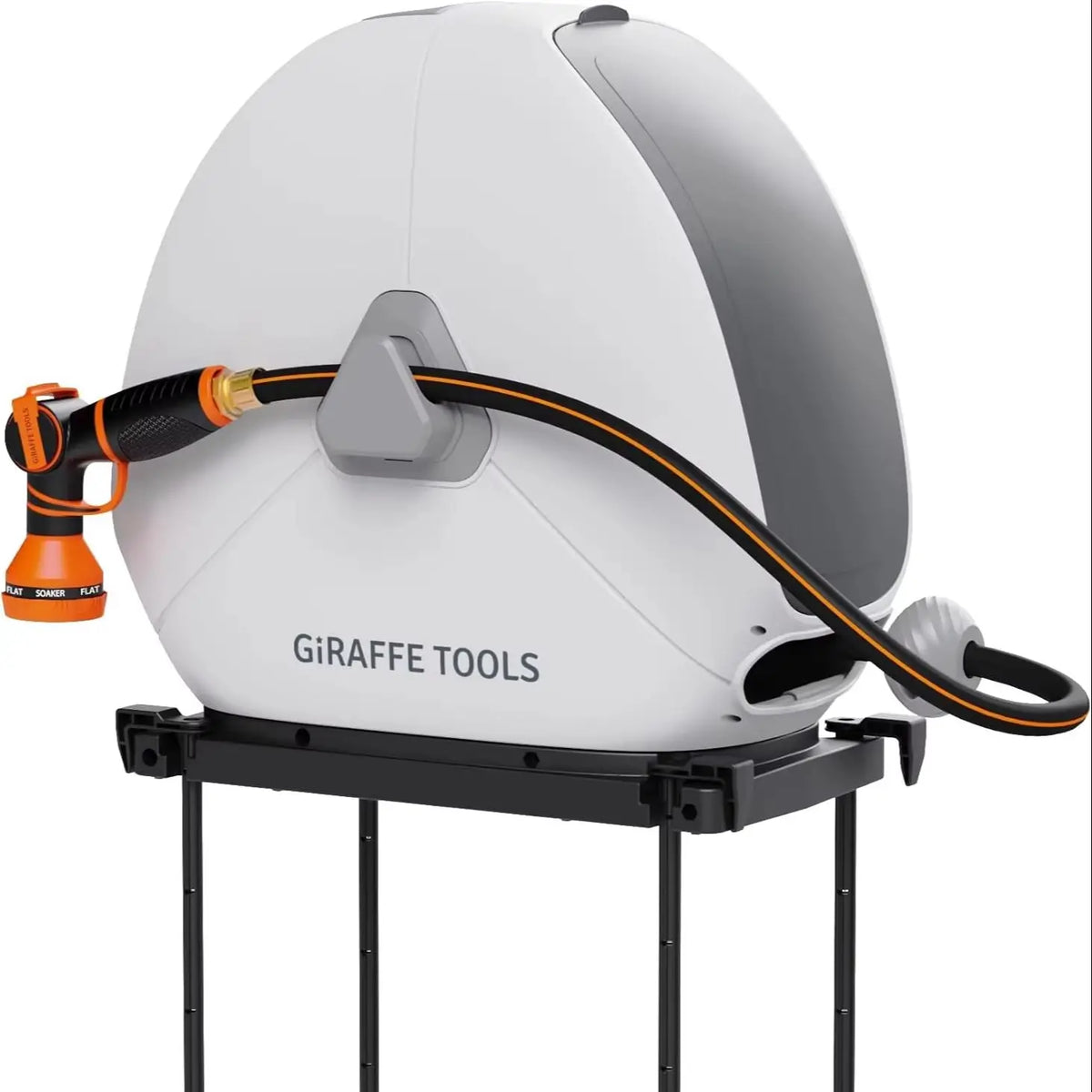 Giraffe Tools Retractable Hose Reel 1/2 Inch x 82FT,Heavy Duty Ground Mount Garden Hose Reel, Automatic Rewind, Any Length Lock