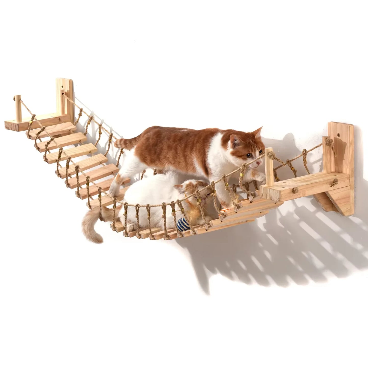 CWV Wall Mounted Cat Rope Bridge With Sisal Wooden Stairs