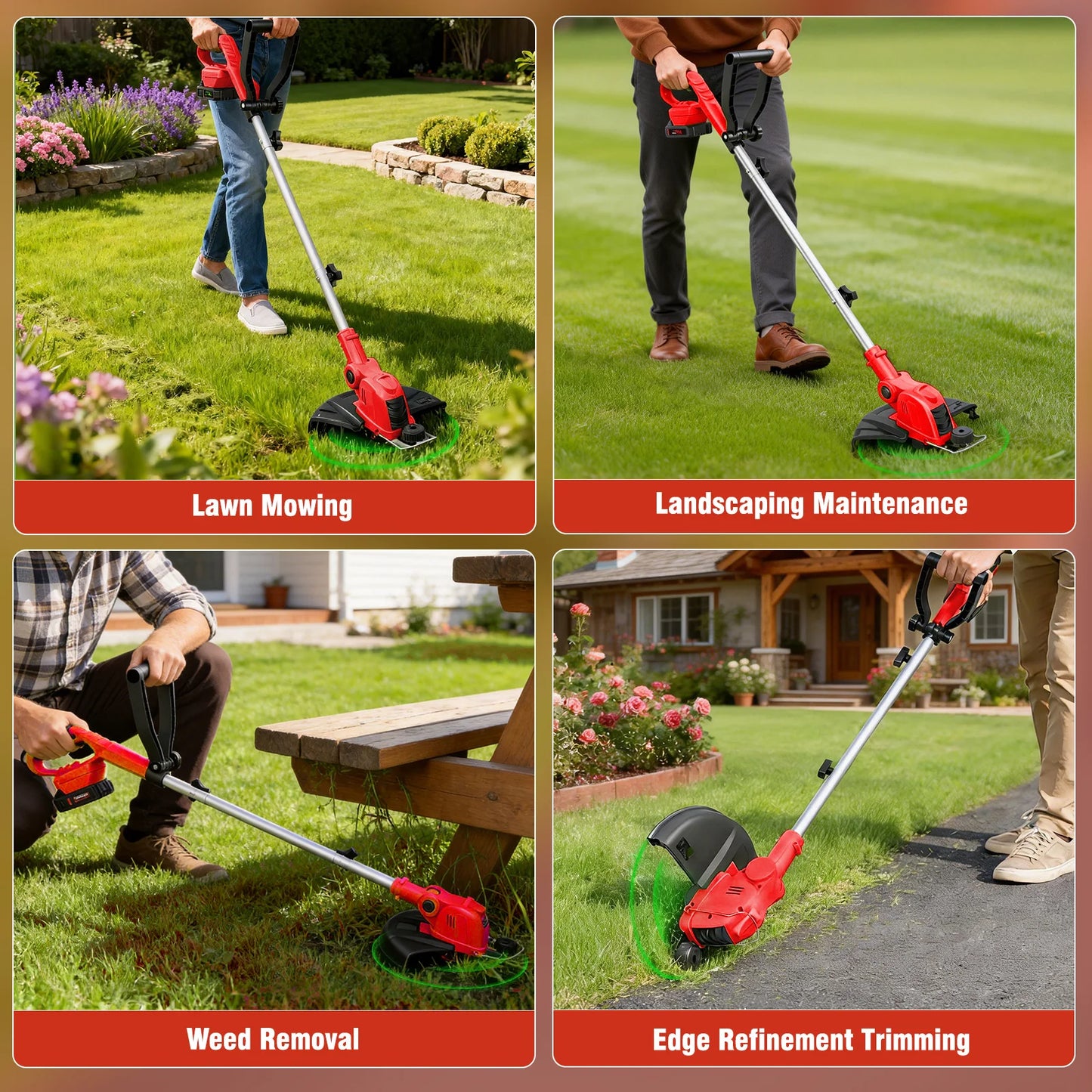 Cordless Rotatable String Trimmer With Dual Battery And Charger