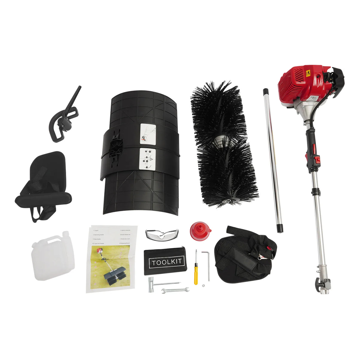52cc 2.3HP Gas Powered Broom Sweeper Machine 2-Stroke Walk-Behind Yard Cleaner with 20.5" Nylon Brush for Golf Course Driveway