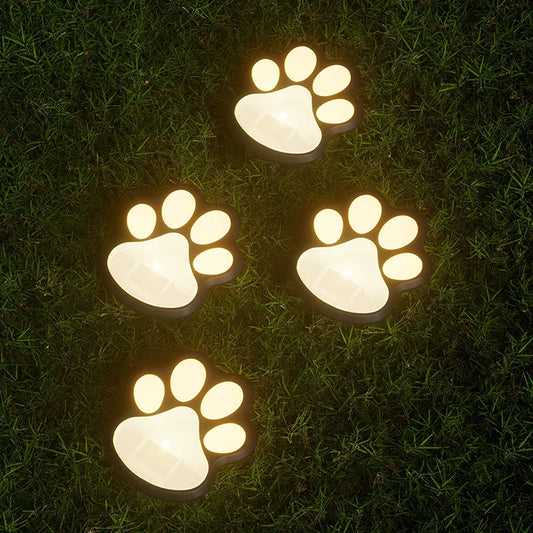 4PCS, Solar LED Lights, Outdoor Lights, Pet Dog Paw Lights, Smart Light Sensor Switches, Ideal for Garden Lawn Lighting