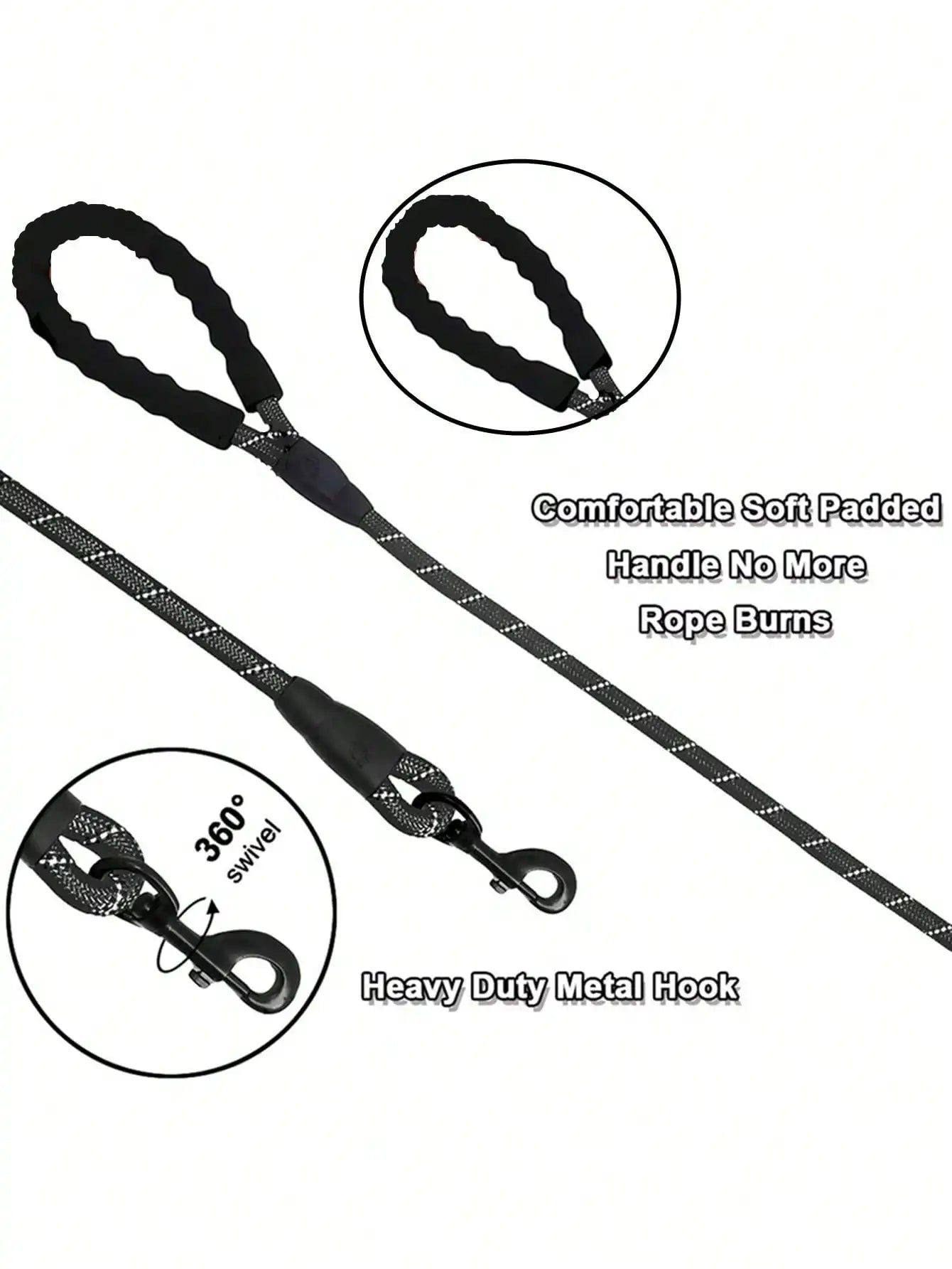 Reflective Nylon Pet Leash With Comfortable Foam Handle