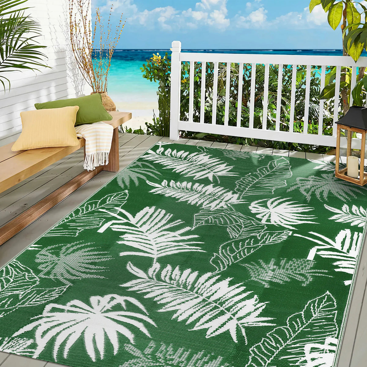 8‘x10' Outdoor Rug Waterproof Recycled Plastic Straw Rug Patio Rug Indoor Outdoor Carpet for Patio Deck Camping RV Beach